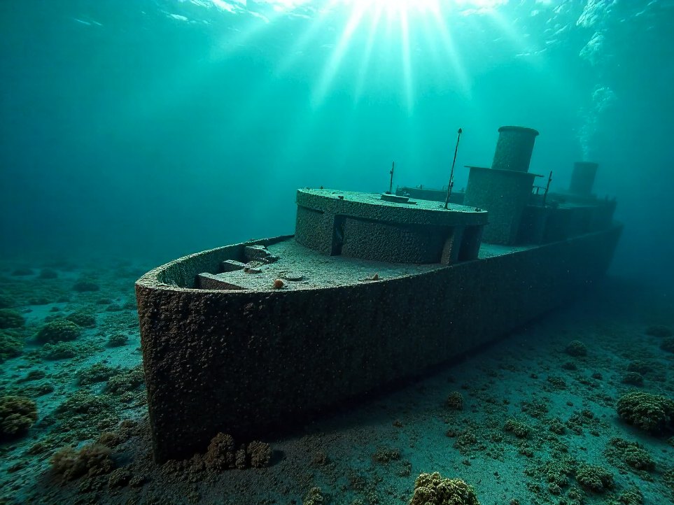 A section of the steamer wreck thick with glassfish