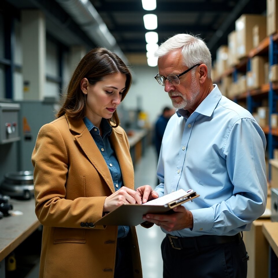 Two operations directors reviewing the numbers at a small manufacturer