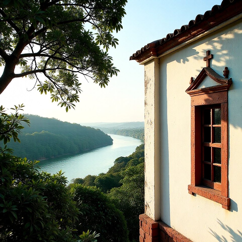 The Mandovi river seen from the ridge by the Church of Our Lady of the Rosary