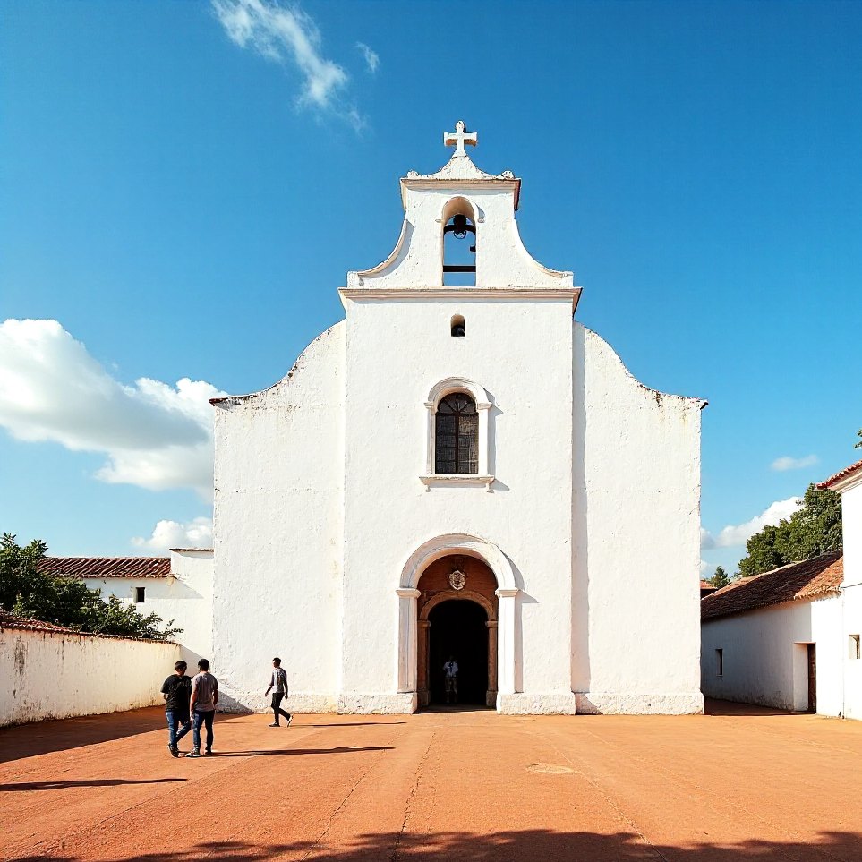 The whitewashed Se Cathedral with its single tower