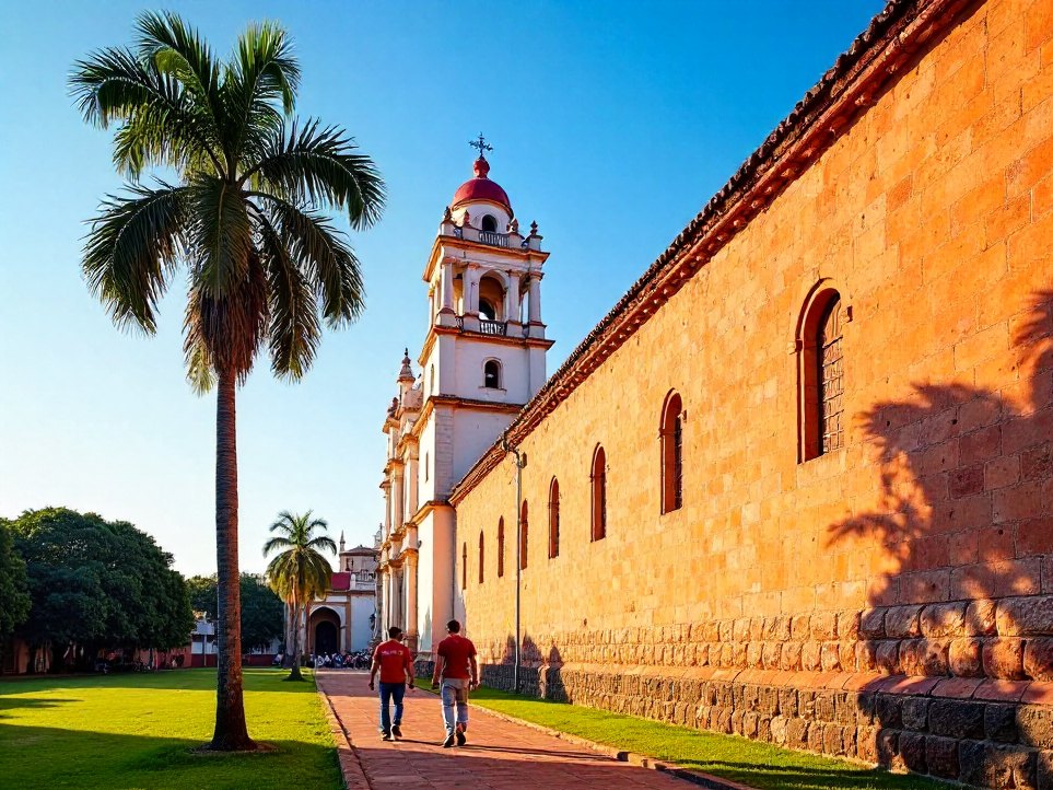 The side of the Basilica of Bom Jesus seen across the lawn