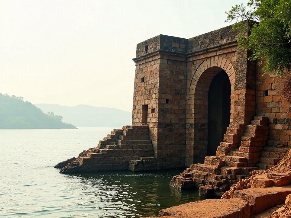 The gate and lower battery of Reis Magos Fort