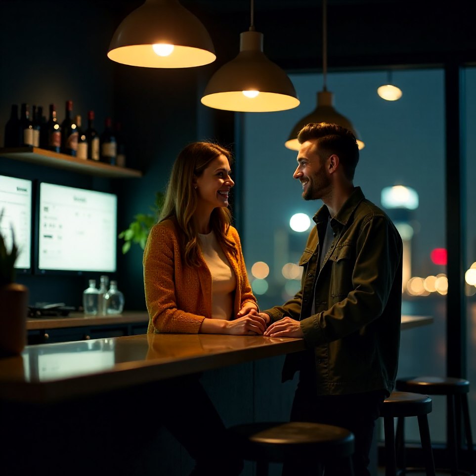 An Ad Room media buyer sharing a laugh with a brand founder at the studio counter