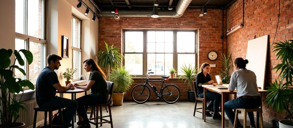 Freelancers at work in a shared studio space